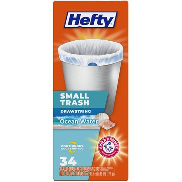 Hefty Drawstring 8 gallon Medium Trash Bag, Ocean Water