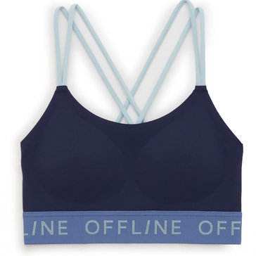 Offline By Aerie Womens Goals Logo Strappy Sports Bra