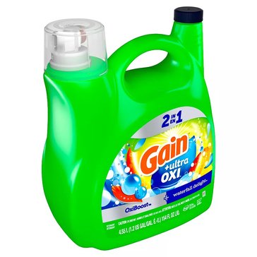 Gain Ultra Oxi 2-in-1 HE Compatible Liquid Laundry Detergent, Waterfall Delight Scent