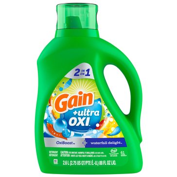 Gain 2X High Efficiency Concentrated Liquid Laundry Detergent, Oxi Waterfall Delight