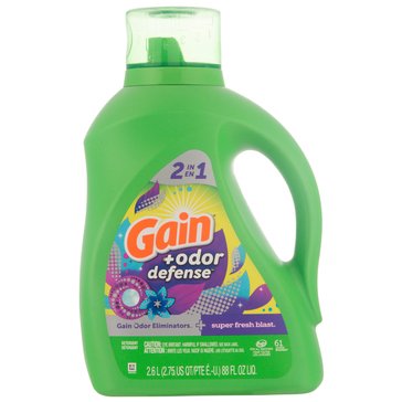 Gain 2X High Efficiency Concentrated Odor Defense Liquid Laundry Detergent, Super Fresh Blast