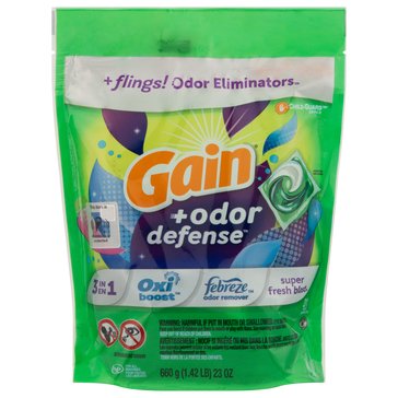 Gain Flings Odor Defense Laundry Detergent Pacs, Super Fresh Blast