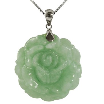 Imperial Green Jade Carved Rose Pendant