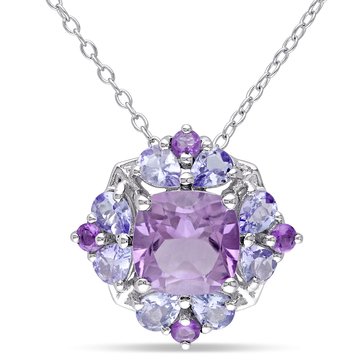 Sofia B. 3 cttw Amethyst & Tanzanite Quatrefoil Floral Pendant