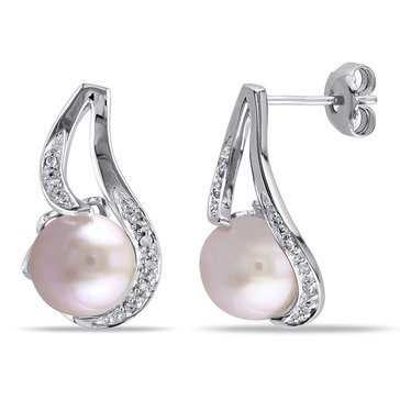 Sofia B.Freshwater Pink Cultured Pearl Earrings with Diamonds
