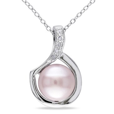 Sofia B. Freshwater Cultured Pink Pearl & Diamond Chain Pendant
