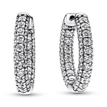 Pandora Timeless Pave Single Row Hoop Earrings
