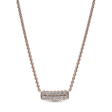 Pandora Timeless Pave Double Row Bar Collier Necklace