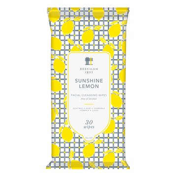 Beekman 1802 Sunshine Lemon Facial Cleansing Wipes, 30-Count