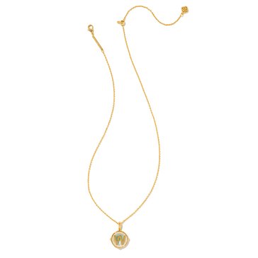 Kendra Scott Womens Letter W Disc Pendant Necklace Gold Iridescent Abalone