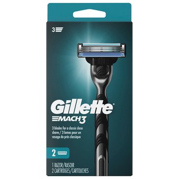 Gillette Mach3 Mens Razor and Handle 2 Blade Refills
