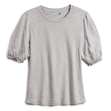 Yarn & Sea Women's Short Sleeve Jersey Puff Smocked Sleeve Top (Plus Size)