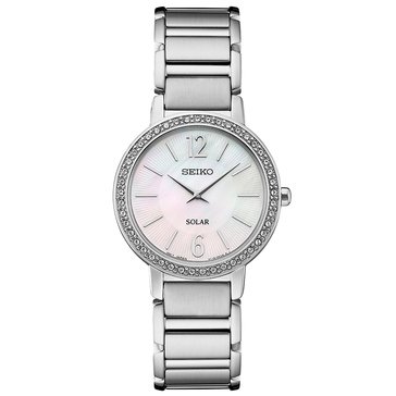 Seiko Women's Crystals Solar Mother-of-Pearl Dial Watch