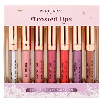 Profusion Cosmetics Frosted Treats 7-Piece High Shine Lip Gloss Colle-Countion