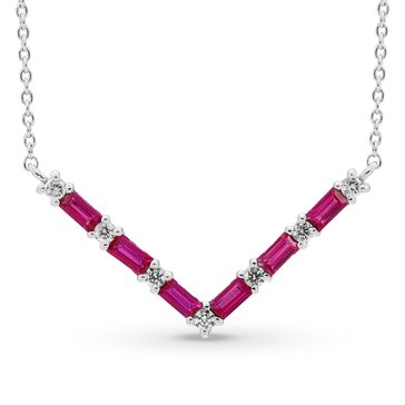 Created Ruby & Created White Sapphire Chevron Necklace