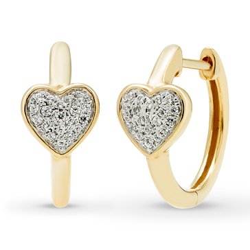 1/10 cttw Diamond Heart Hoop Earrings