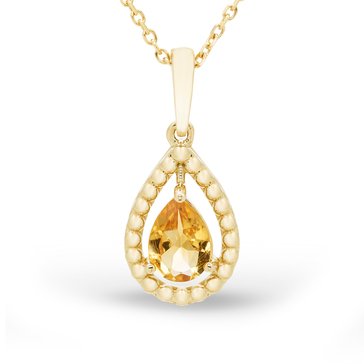  Citrine Pear-Shaped Solitaire Pendant