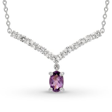 Amethyst & Created White Sapphire Necklace