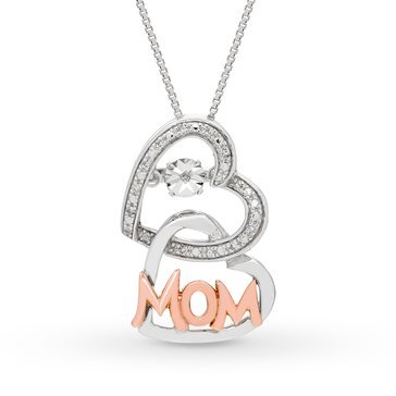 Diamond Accent Double Heart Mom Pendant