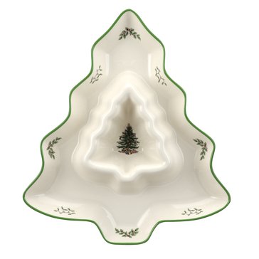 Spode Christmas Tree Shaped Chip and Dip