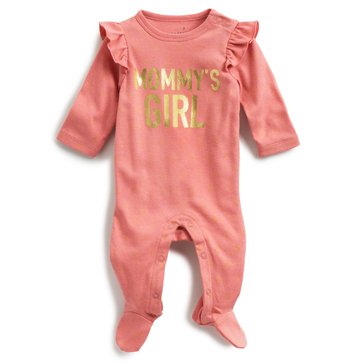 Wanderling Baby Girls Mommy's Girl Metallic Print Coverall