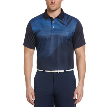 PGA Tour Men's Short Sleeve Asymmetric Golf Tropical Print Polo
