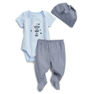 Wanderling Baby Boys 3-Piece Layette Set with Hat