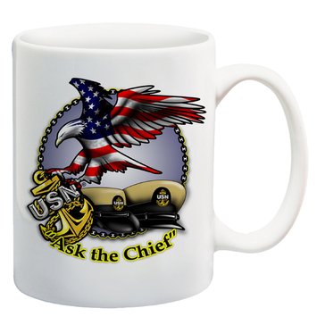 NavalTees Men's Ask The Chief 15 oz USA Mug