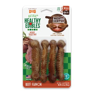 Nylabone Healthy Edibles Beef Flavor Meaty Center Dog Treat, 4-Count