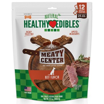 Nylabone Healthy Edibles Beef Flavor Meaty Center Dog Treat, 12-Count