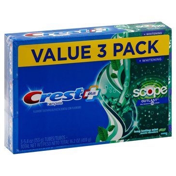 Crest And Scope Outlast Complete Whitening Mint Toothpaste