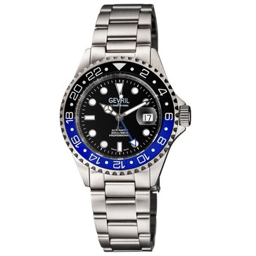 Gevril Men's Wall Street GMT Ceramic Bezel Bracelet Watch
