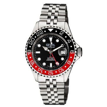 Gevril Men's Wall Street GMT Ceramic Bezel Bracelet Watch