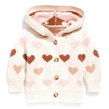 Old Navy Baby Girls Heart Print Hooded Cardi