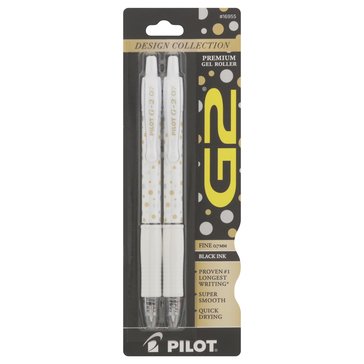 Pilot G-2 Fine Black Ink Design Collection Dots Gel Pen, 2-Count