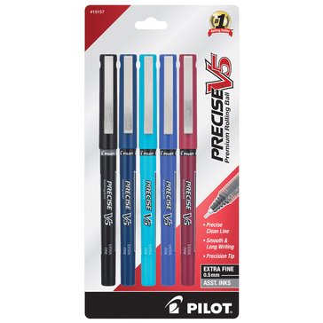 Pilot X Fine Assorted Colors Precise V5 Rolling Ball Pen, 5-count