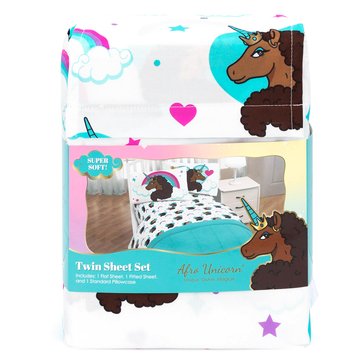 Jay Franco Afro Unicorn Sheet Set