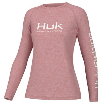 Huk Women's Pursuit Heather Knit Crew Long Sleeve Shirt