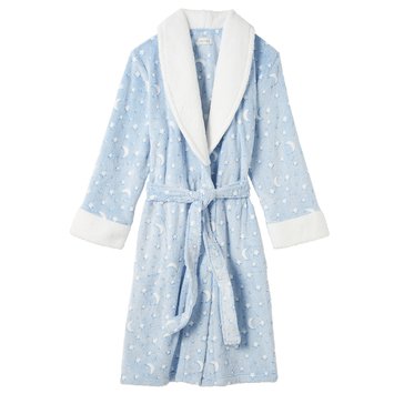 Yarn & Sea Women's Textured Pattern Fur Trim Packaged Robe