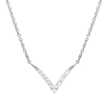 Minimalist Diamond Pave V Necklace