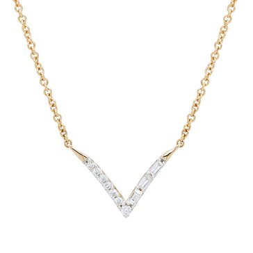 Minimalist Diamond Pave V Necklace