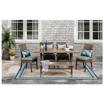 Harbor Home Seagrass 6-Piece Bench Dining Set