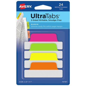 Avery Ultra Reposition Neon Tabs, 24-Pack