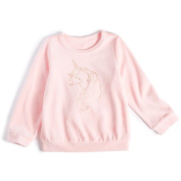 Wanderling Baby Girls' Unicorn Velour Top