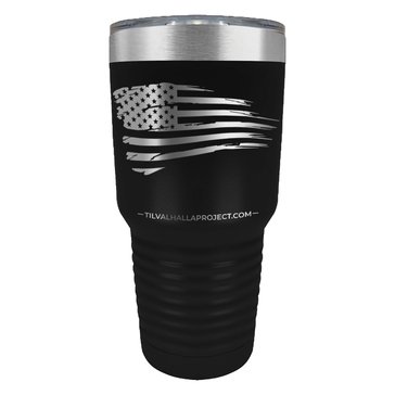 Til Valhalla Project Etched Distressed Flag 30oz Tumbler