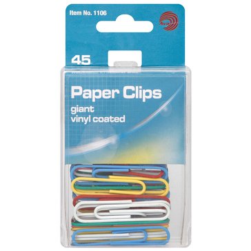Magtech Jumbo Boxable Vinyl Paper Clips, 45-Count