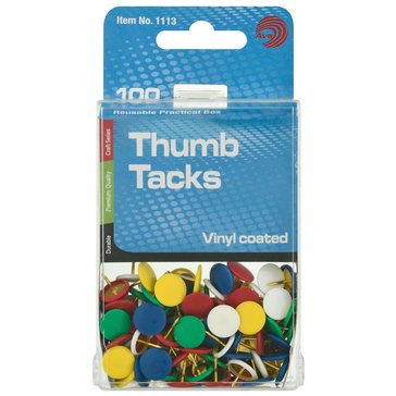 Magtech Boxable Vinyl Thumb Tacks, 100-Count