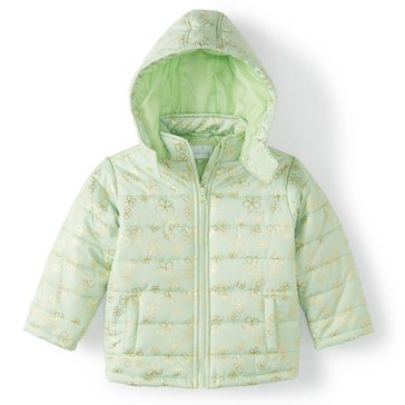 Liberty & Valor Little Girls' Flower Puffer Coat