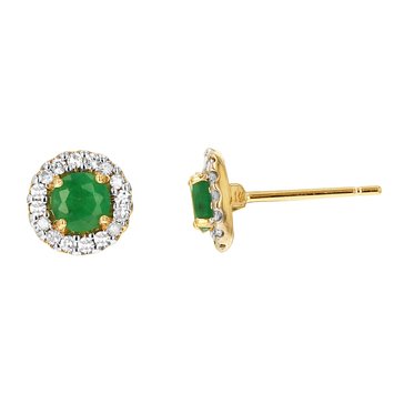 Created Emerald and White Topaz Earrings
