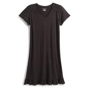Yarn & Sea Women's Cotton Jersey with eyelet lace Night Shirt